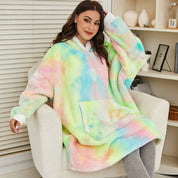 Janny - Lovely combination of soft hooded jacket and cozy blanket in one