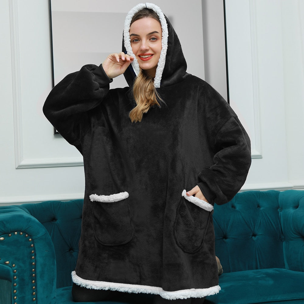 Janny - Lovely combination of soft hooded jacket and cozy blanket in one