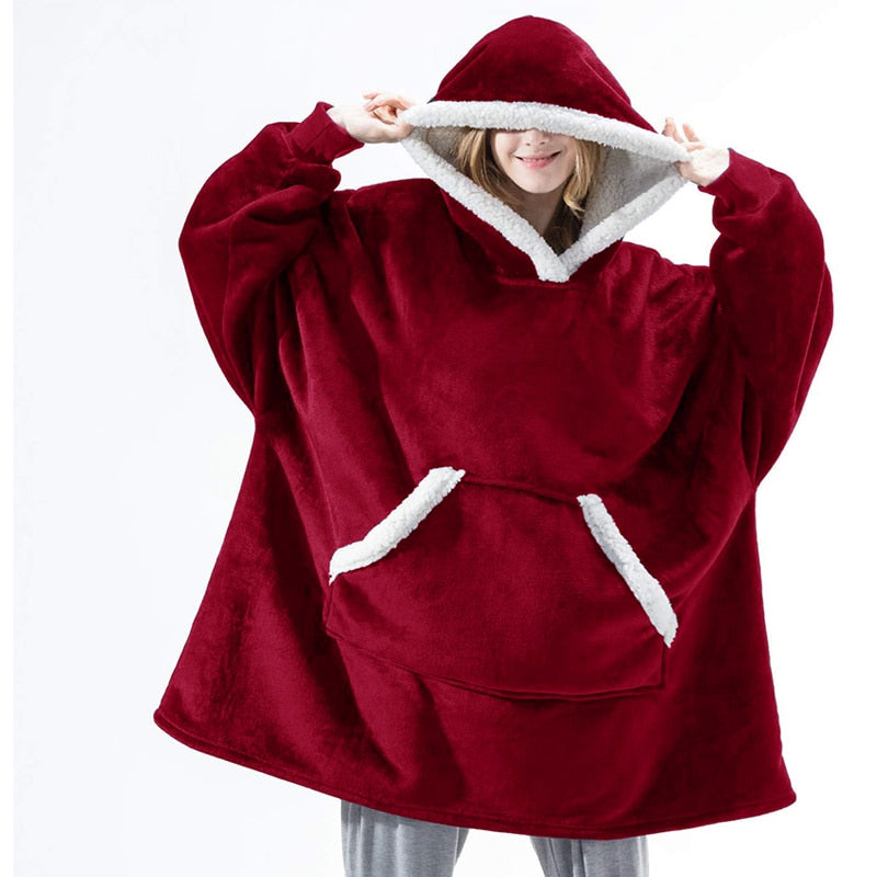 Janny - Lovely combination of soft hooded jacket and cozy blanket in one