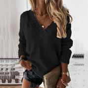 Karolien - Casual, comfortable sweater with an elegant V-neckline