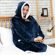 Janny - Lovely combination of soft hooded jacket and cozy blanket in one