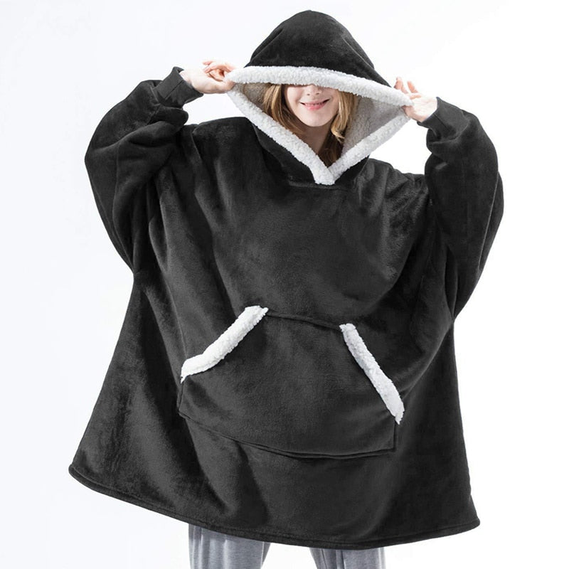 Janny - Lovely combination of soft hooded jacket and cozy blanket in one