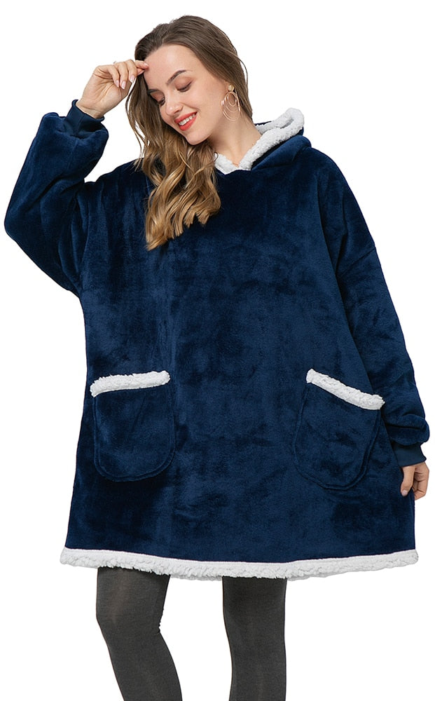 Janny - Lovely combination of soft hooded jacket and cozy blanket in one