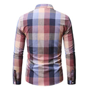 Dax - Check shirt with long sleeves and a stand-up collar