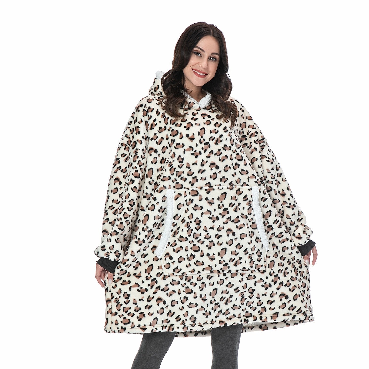 Janny - Lovely combination of soft hooded jacket and cozy blanket in one