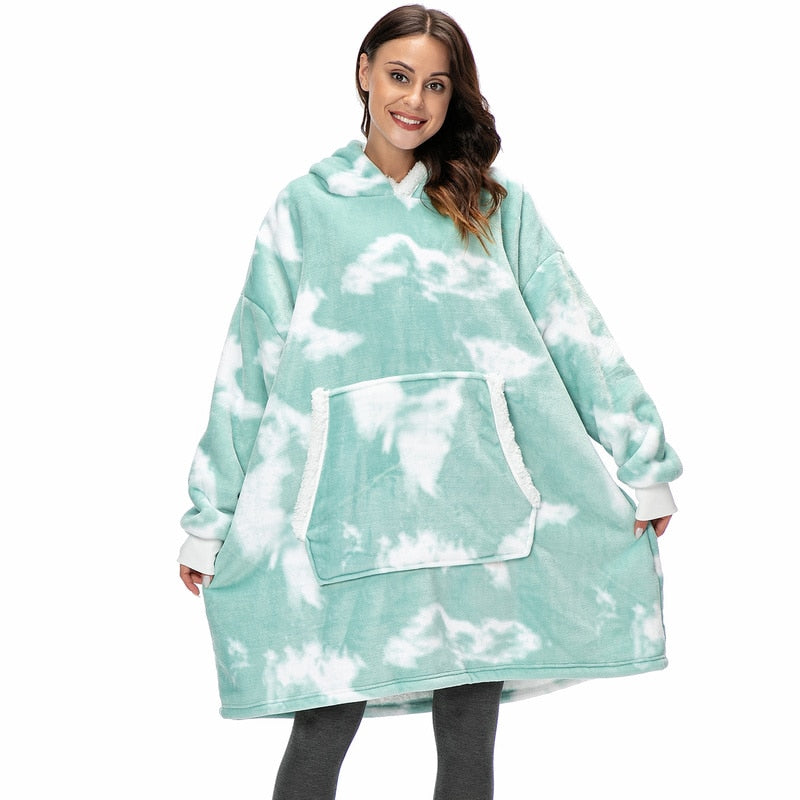 Janny - Lovely combination of soft hooded jacket and cozy blanket in one