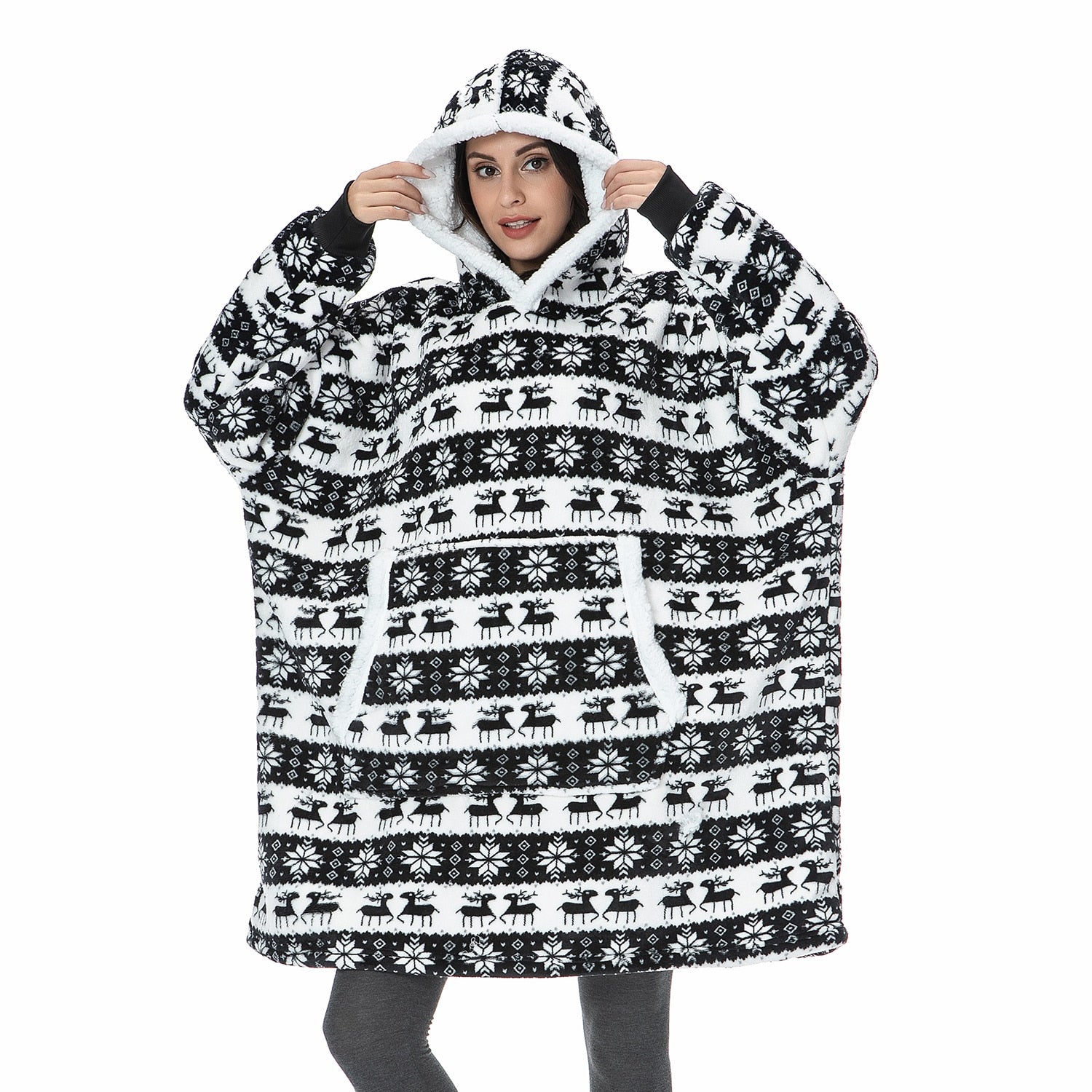 Janny - Lovely combination of soft hooded jacket and cozy blanket in one