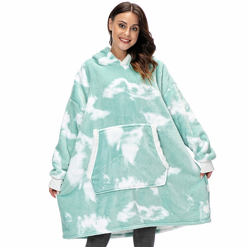 Janny - Lovely combination of soft hooded jacket and cozy blanket in one