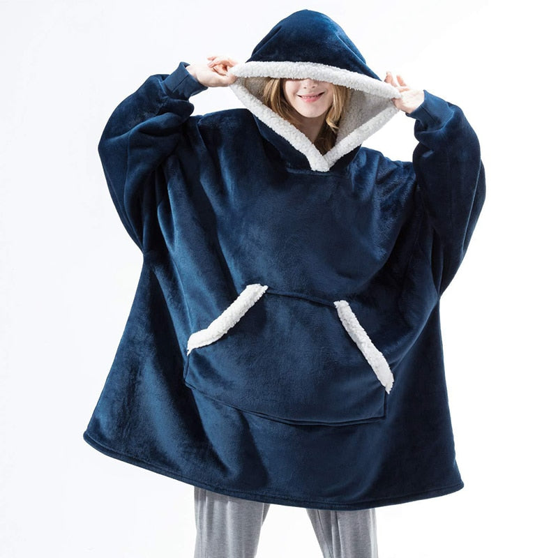 Janny - Lovely combination of soft hooded jacket and cozy blanket in one