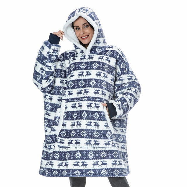 Janny - Lovely combination of soft hooded jacket and cozy blanket in one