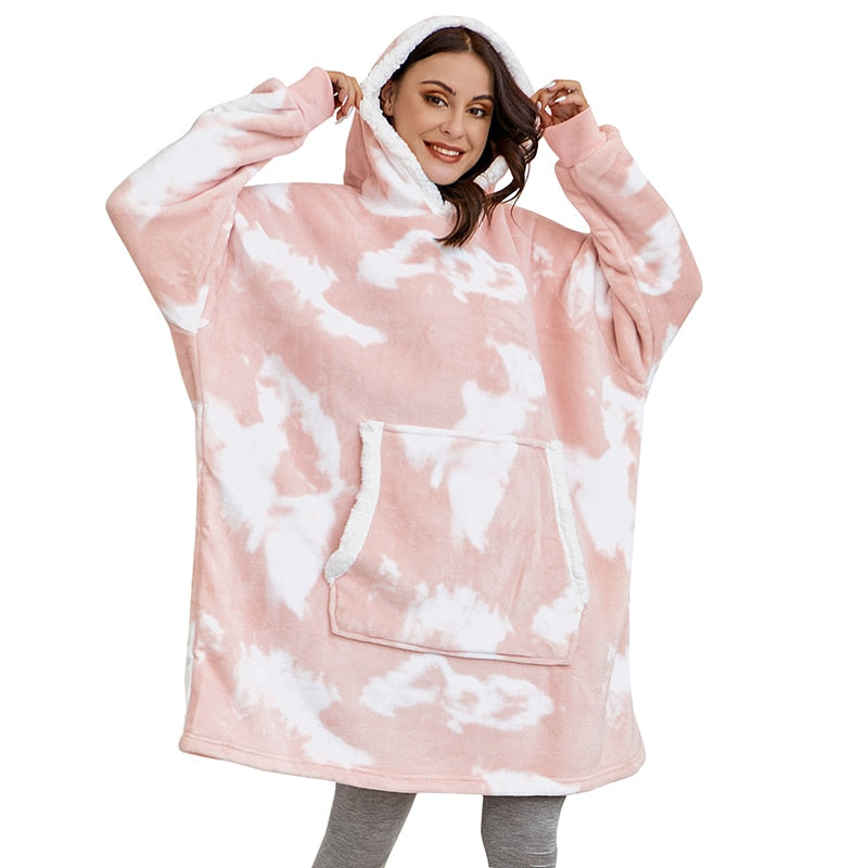 Janny - Lovely combination of soft hooded jacket and cozy blanket in one