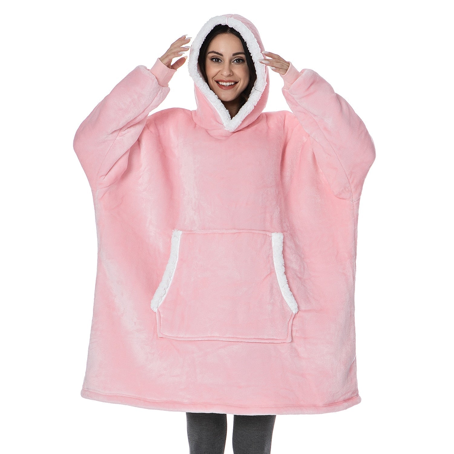 Janny - Lovely combination of soft hooded jacket and cozy blanket in one