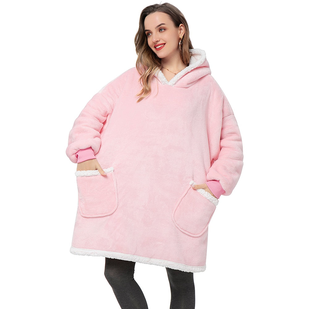 Janny - Lovely combination of soft hooded jacket and cozy blanket in one