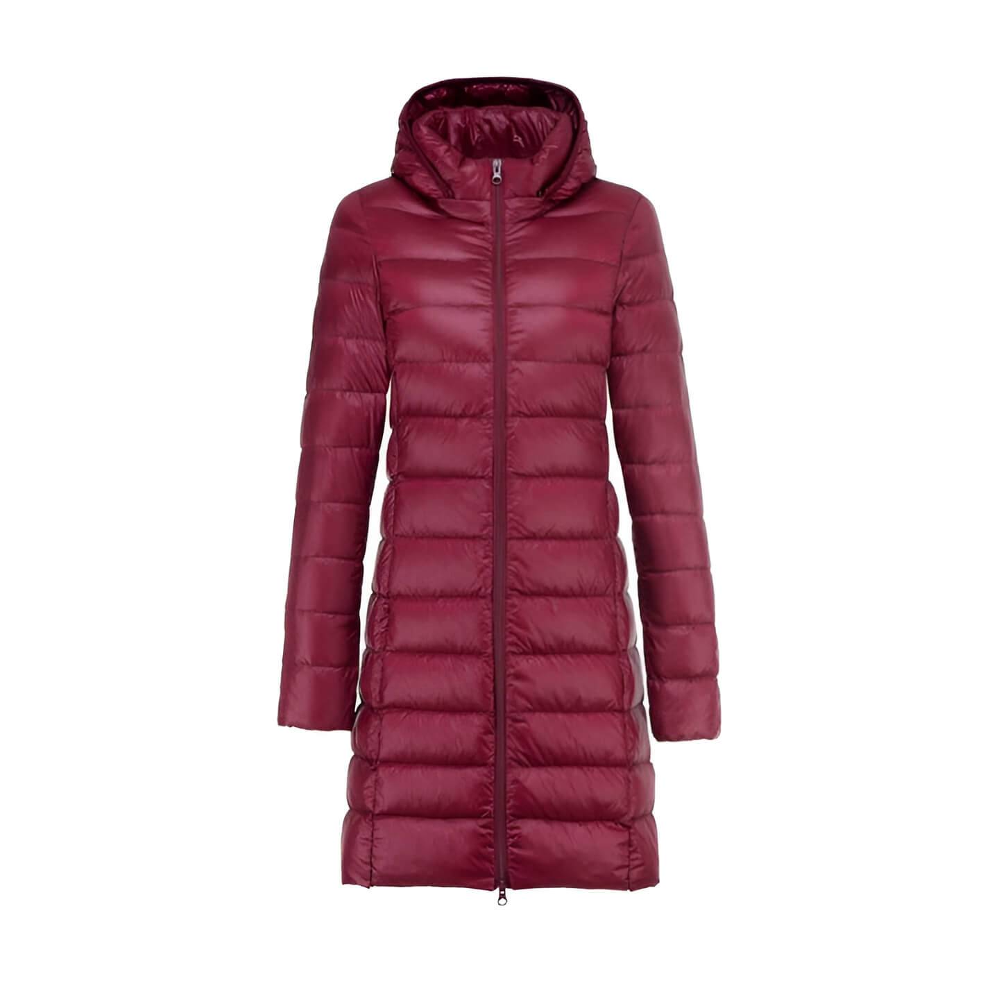 Nyomi - Women's long quilted jacket with hood