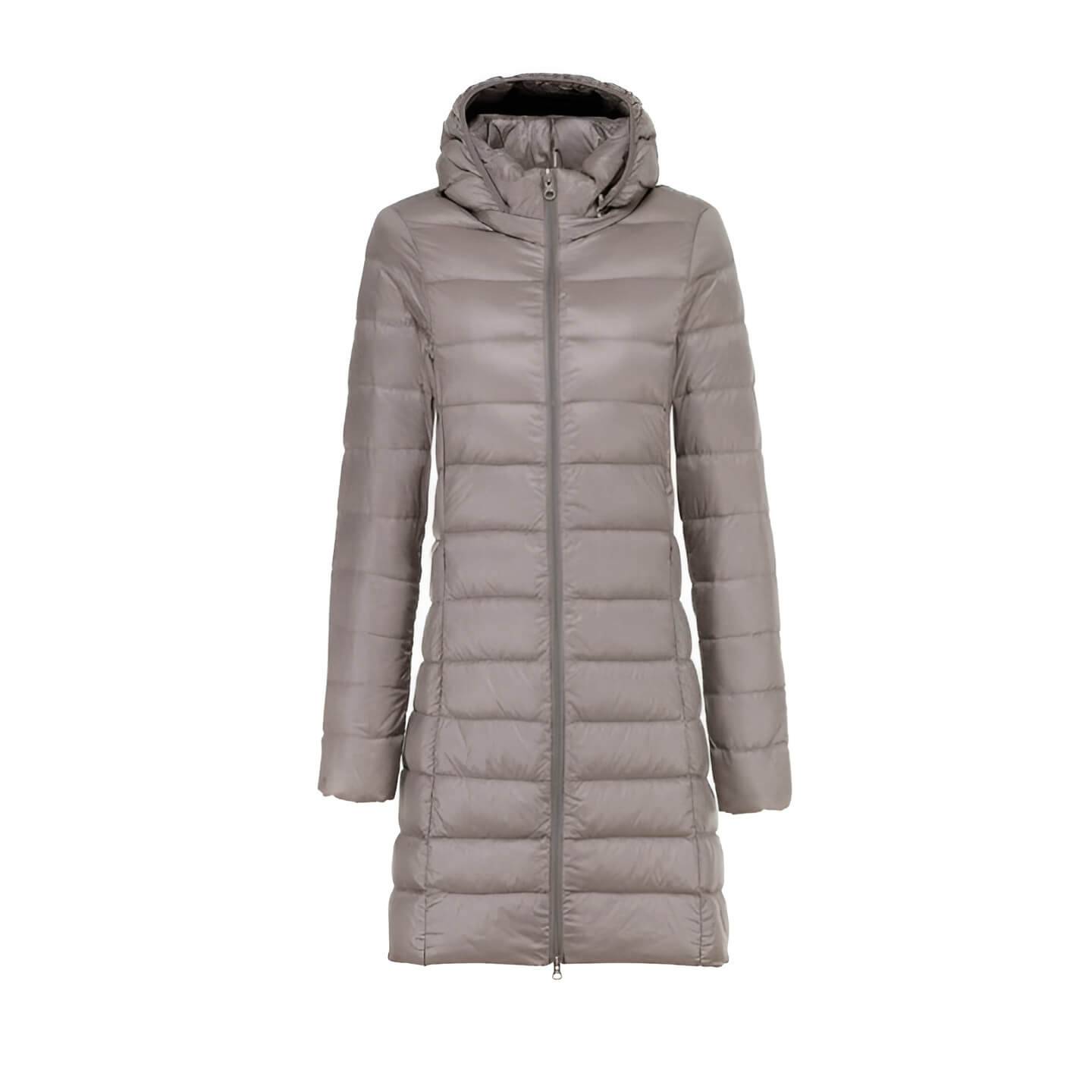 Nyomi - Women's long quilted jacket with hood