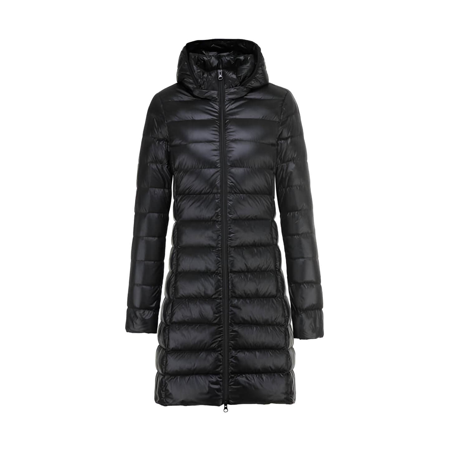 Nyomi - Women's long quilted jacket with hood