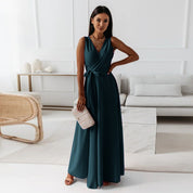 Lyra -  A long dress with a V-neck for women