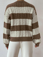 Kayleigh - Autumn/winter striped V-neck jumper