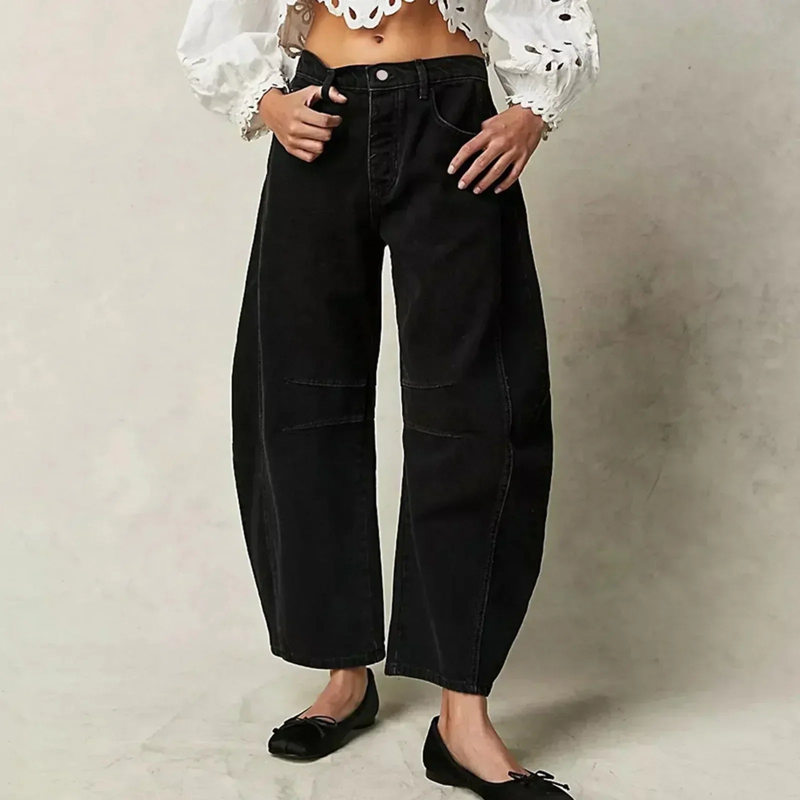 Wrenley - Denim pants with wide legs