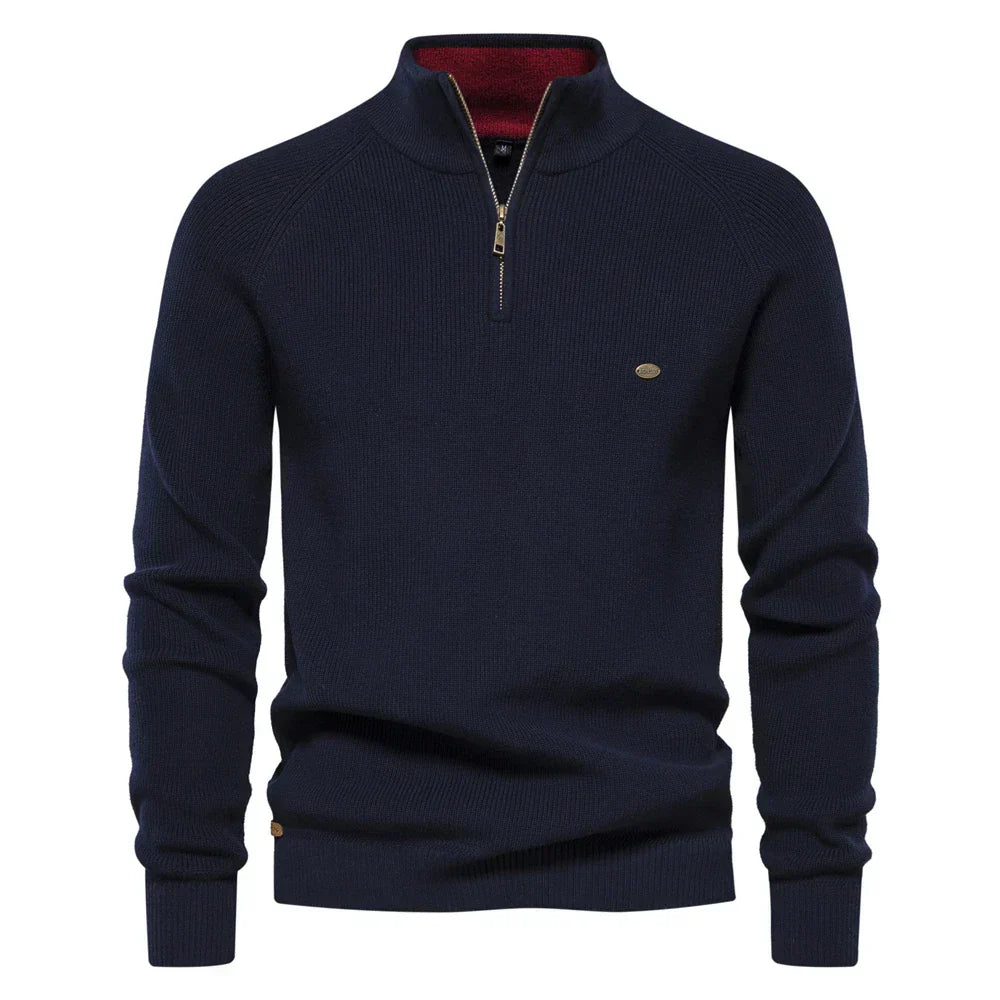 Waylon - Men's knitted sweater with zipped collar