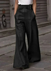 Elina - Modigirl High Waist Faux PU Wide Leg Pants