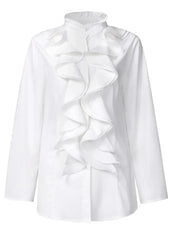 Lottie - Women's Asymmetrical Blouse with Button Closure