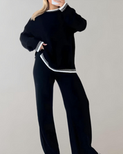 Amani - Wide trousers and a knitted top complete this two-piece set