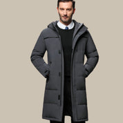 Rick - Men's Luxury Quilted Winter Long Jacket with Zip