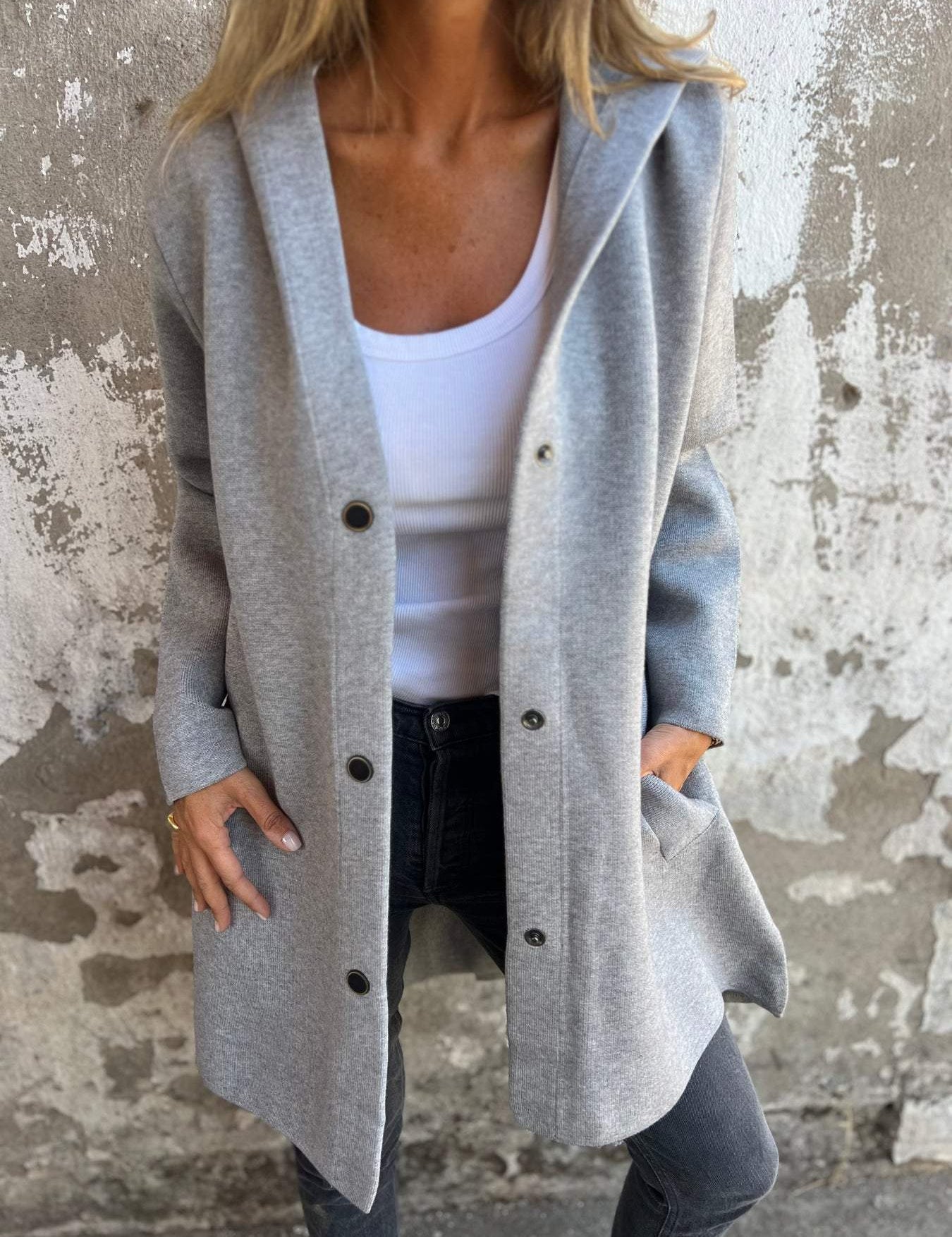 Valentina - Casual single-breasted hooded blazer