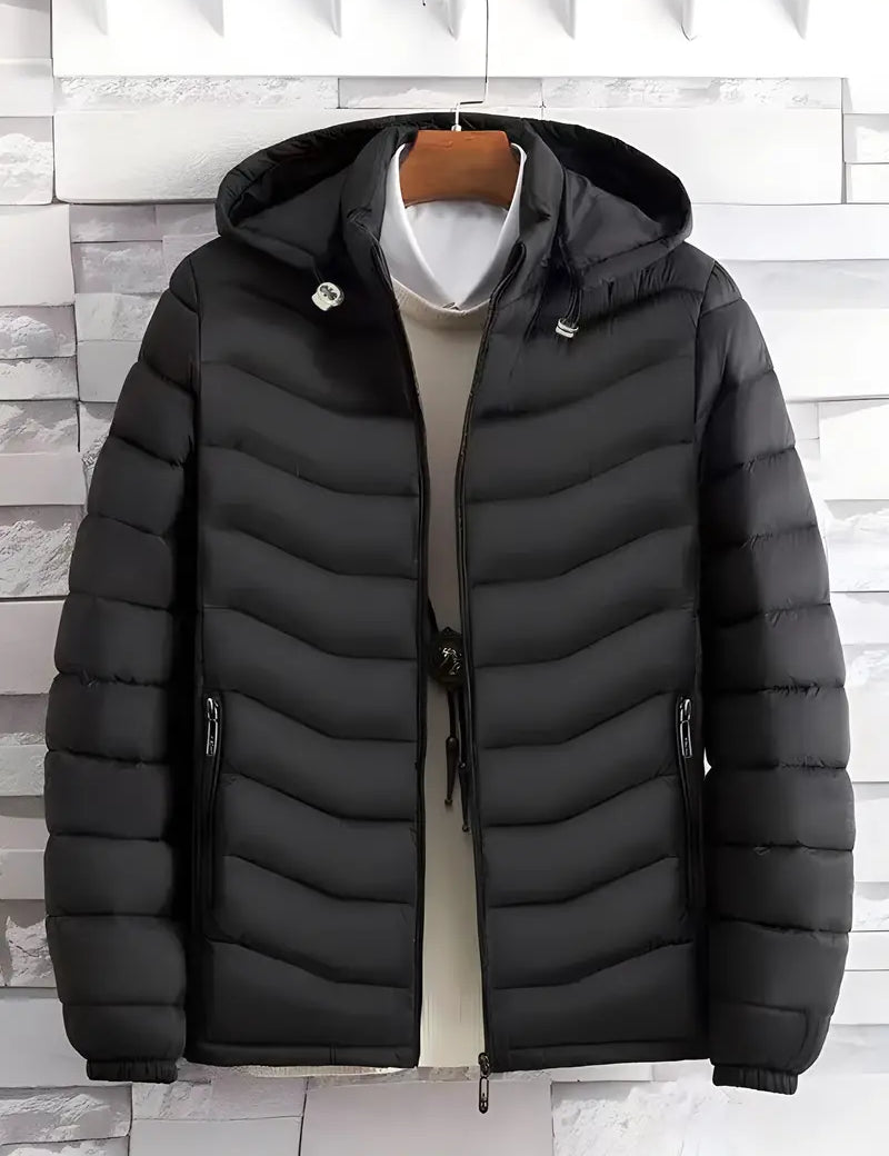 Bob -  Men's Zip Up Long Sleeve Warm Hooded Quilted Jacket