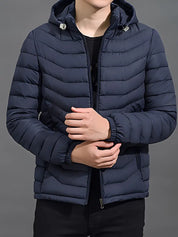 Bob -  Men's Zip Up Long Sleeve Warm Hooded Quilted Jacket