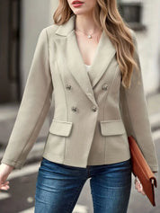 Anneliese - Plain Double-Breasted Blazer