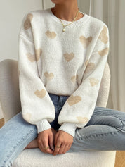 Mia - Women's Casual Knitted Sweater with Hearts