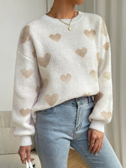 Mia - Women's Casual Knitted Sweater with Hearts