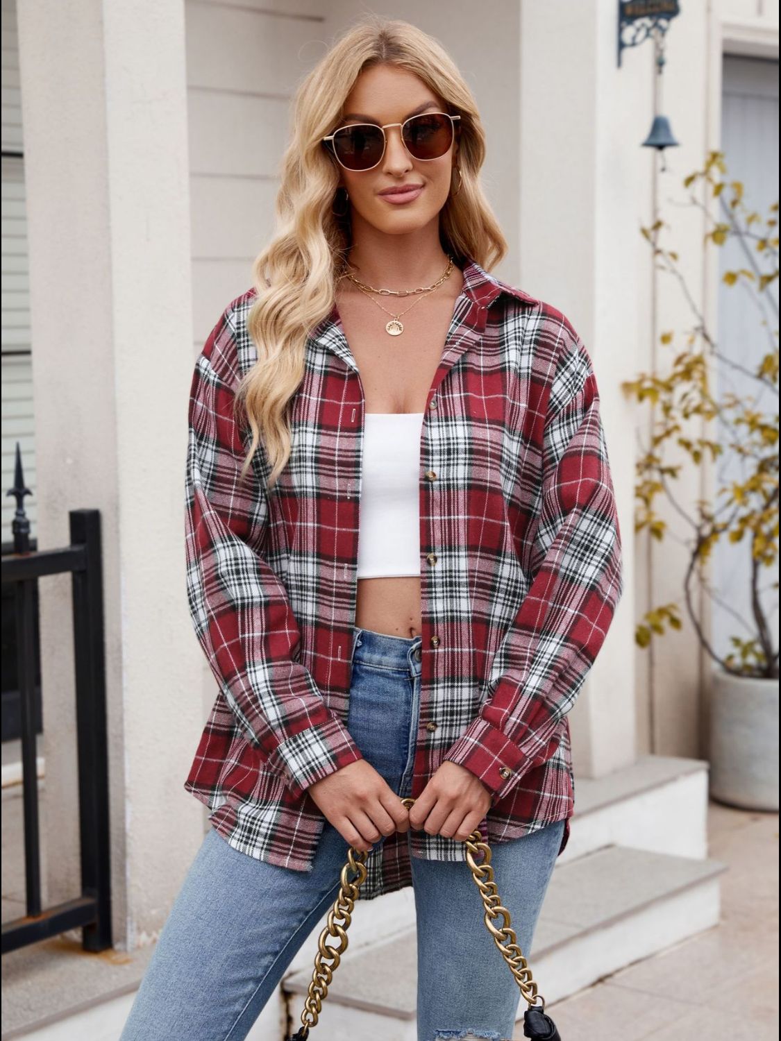 Stephanie - Long-sleeved checkered shirt