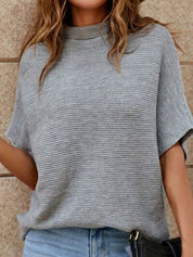 Madelynn -  Round-necked, short-sleeved sweater