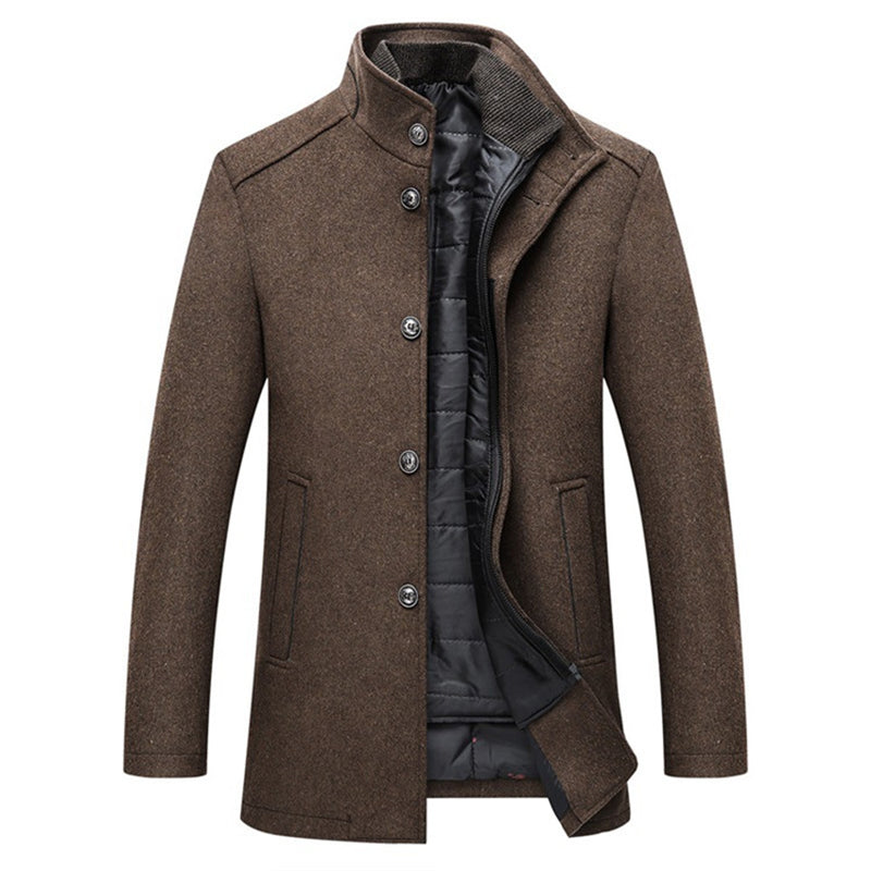 Richard - Men's Warm Wool Stand Collar Long Coat