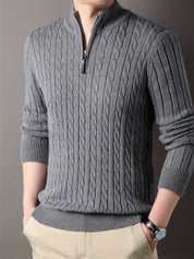 Ulises - Men's cable knit sweater with zipper