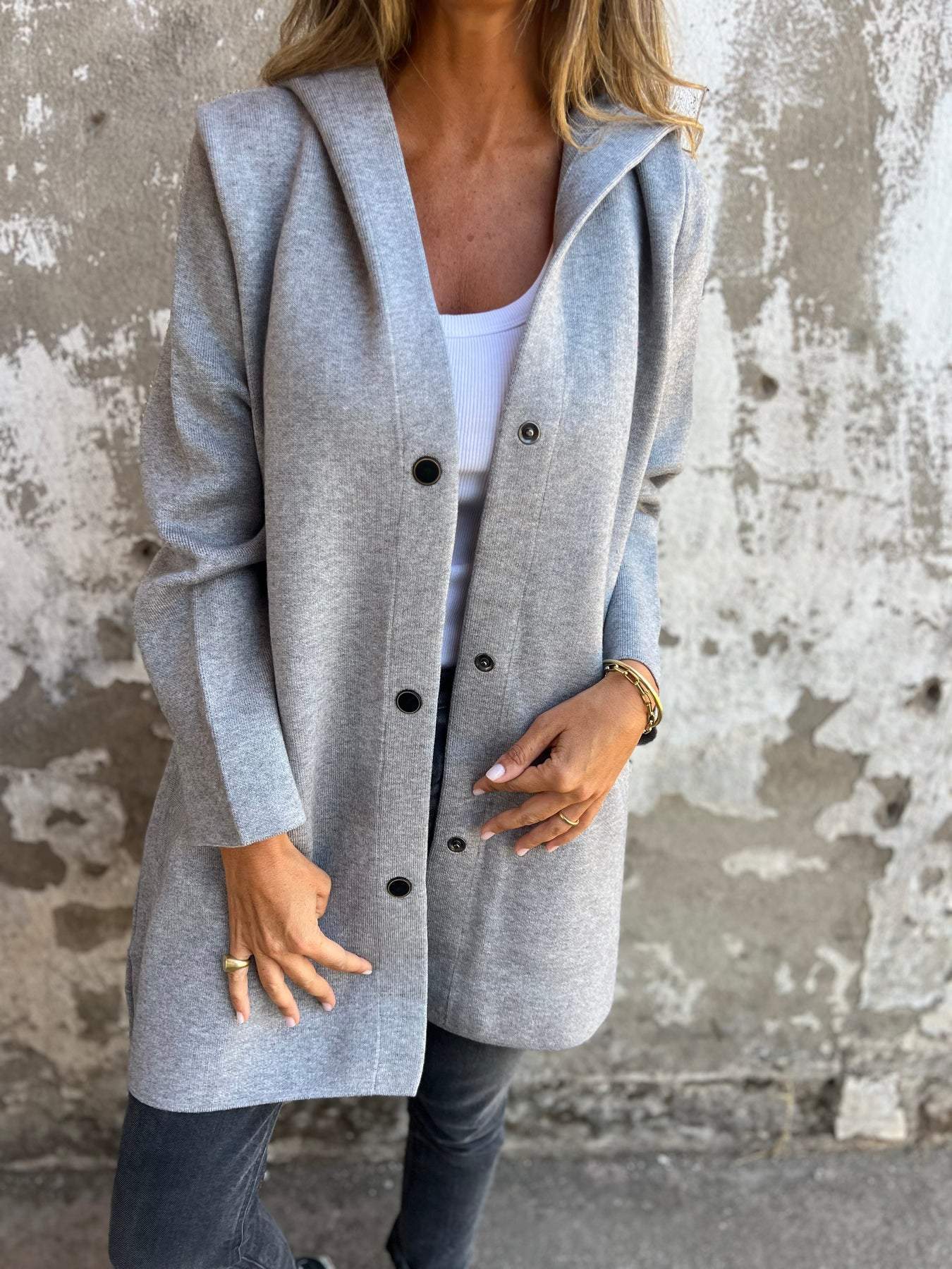 Valentina - Casual single-breasted hooded blazer