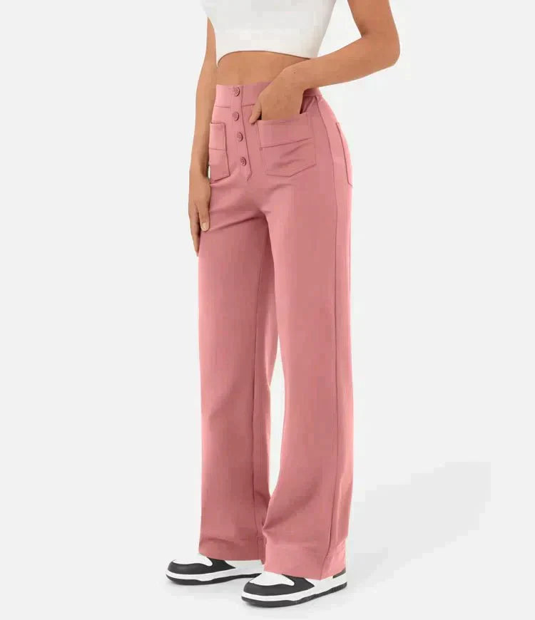 Arielle -  Elastic high waist Trousers with pockets