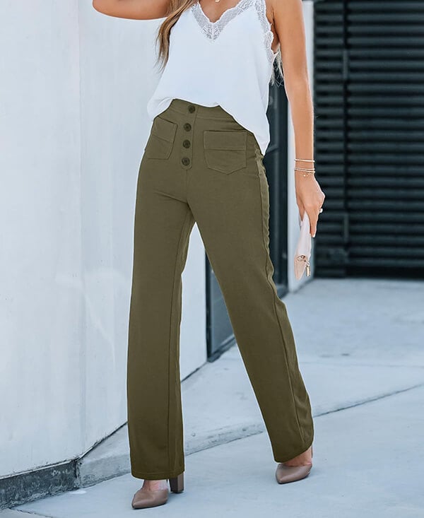 Arielle -  Elastic high waist Trousers with pockets