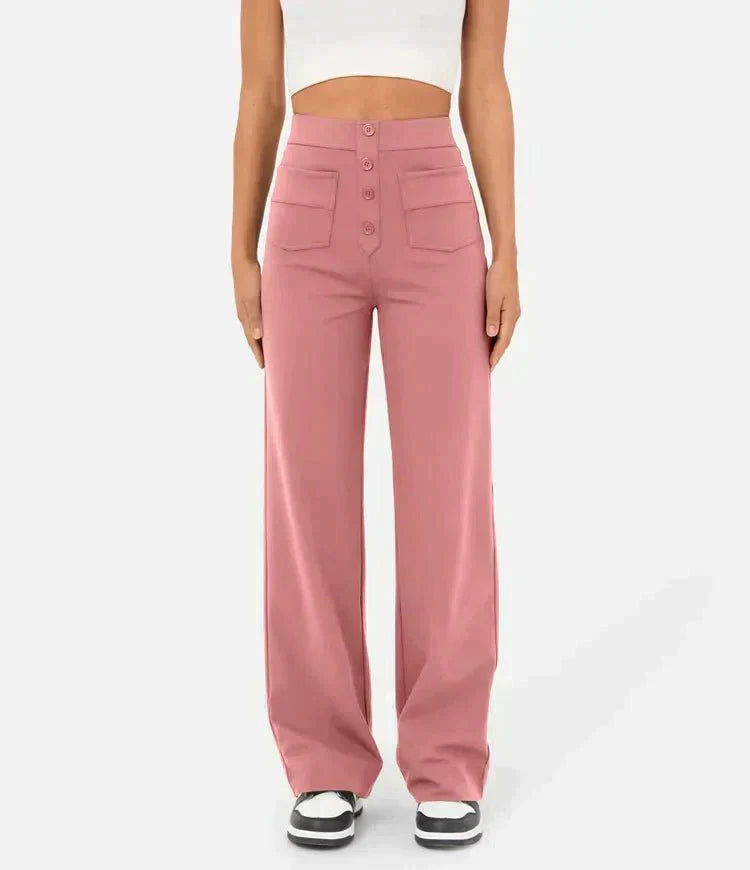 Arielle -  Elastic high waist Trousers with pockets