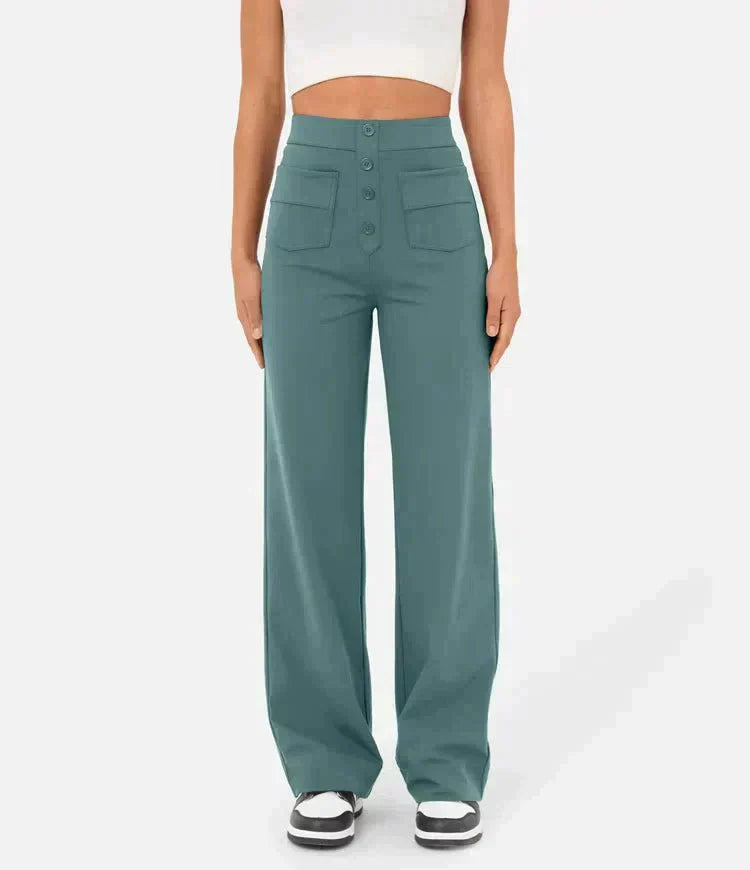 Arielle -  Elastic high waist Trousers with pockets