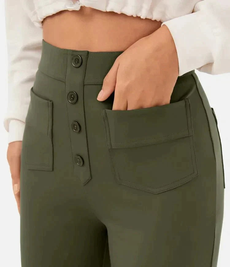 Arielle -  Elastic high waist Trousers with pockets