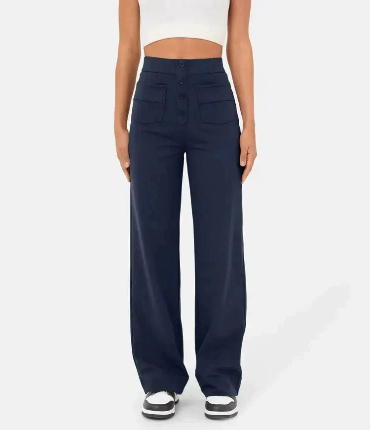 Arielle -  Elastic high waist Trousers with pockets