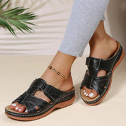 Hattie - Open-toed orthopedic leather sandals for women