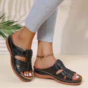 Hattie - Open-toed orthopedic leather sandals for women